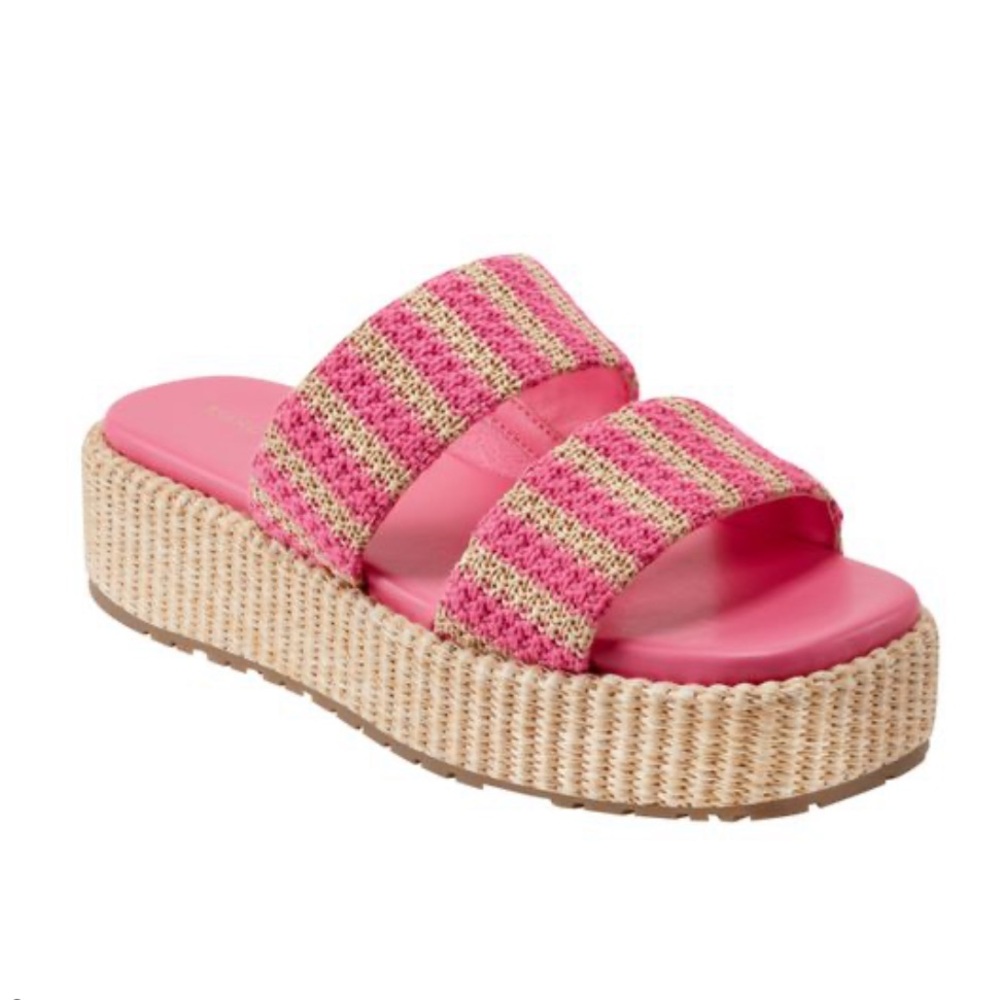 Marc Fisher PELMA Pink Woven Platform Slide Sandals 6.5 M